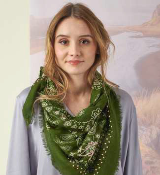 STORIATIPIC - NELLY SQUARE CASHMERE AND WOOL EMBROIDERED BANDANA