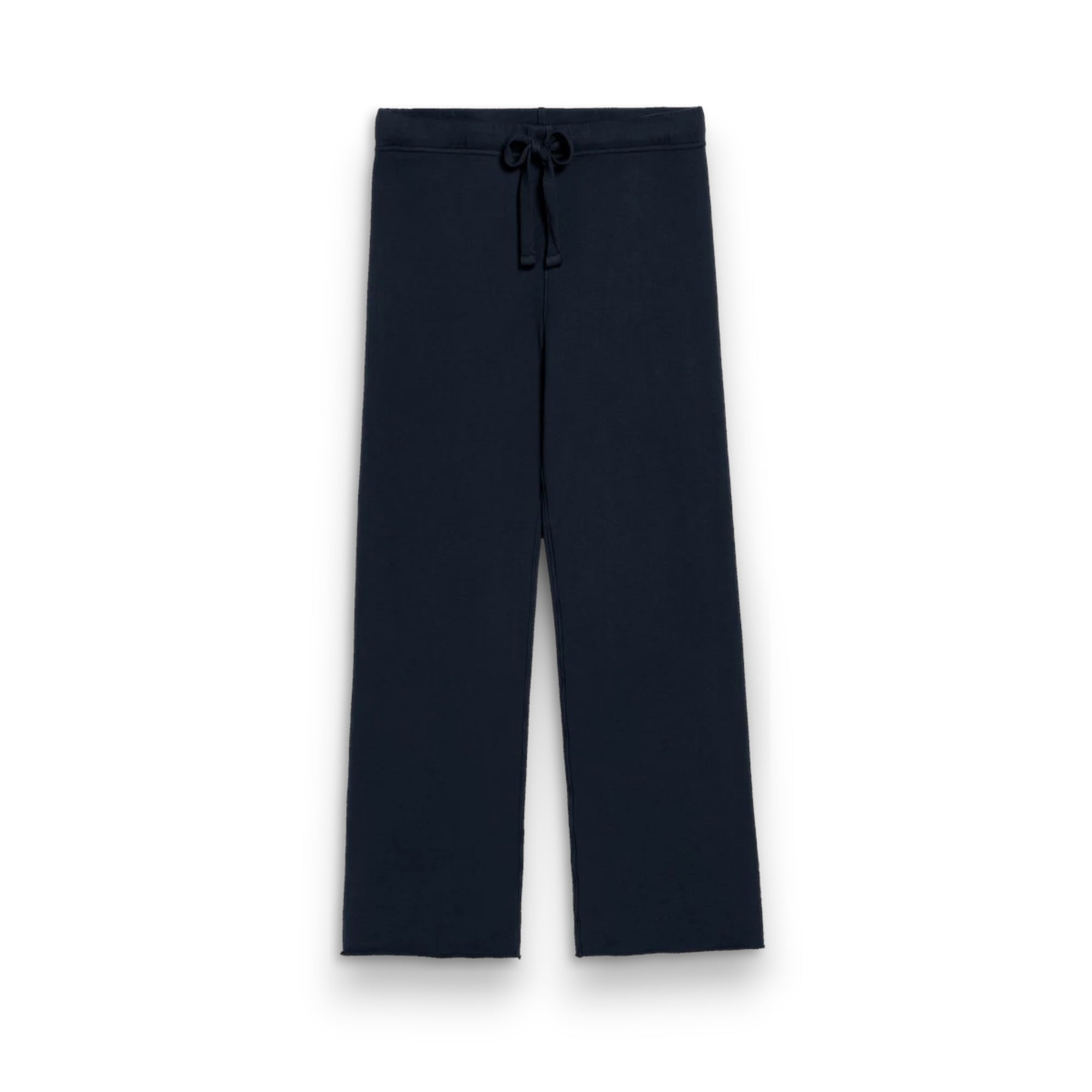 FRANK & EILEEN's CATHERINE 29" Full Length Sweatpant in British Royal Navy features a high-rise, wide-leg silhouette, elastic waistband with drawstring, and garment-dyed finish for a rich look. Shown flat on a white background.