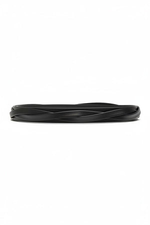 The ADA - SKINNY WRAP BELT by ADA, made from genuine Argentinian leather with a simple twisted design, is coiled into a circle on a plain white background.