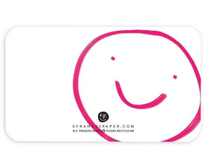 The E. FRANCES PAPER "LITTLE NOTES OKLOVEYOUBYE" set includes white mini cards with "OK LOVE YOU BYE" in pink, a smiley face on the back, and a yellow pencil—perfect for sharing heartfelt notes.