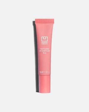 A 15ml tube of U BEAUTY THE PLASMA LIP COMPOUND, featuring white text and logo on the front, is shown upright on a white background.