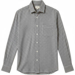 The HARTFORD - PAUL Checked Flannel Shirt in Navy is a men’s cotton flannel shirt featuring a classic blue and white gingham check pattern.