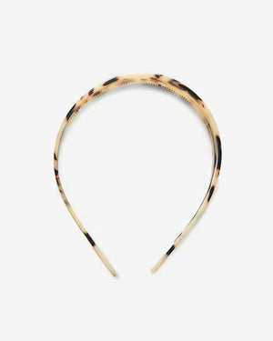 The MACHETE WIDE HEADBAND by MACHETE is crafted in Italy from glossy, tortoiseshell-patterned acetate and features a wide design with a distinctive yellow and black mottled finish.