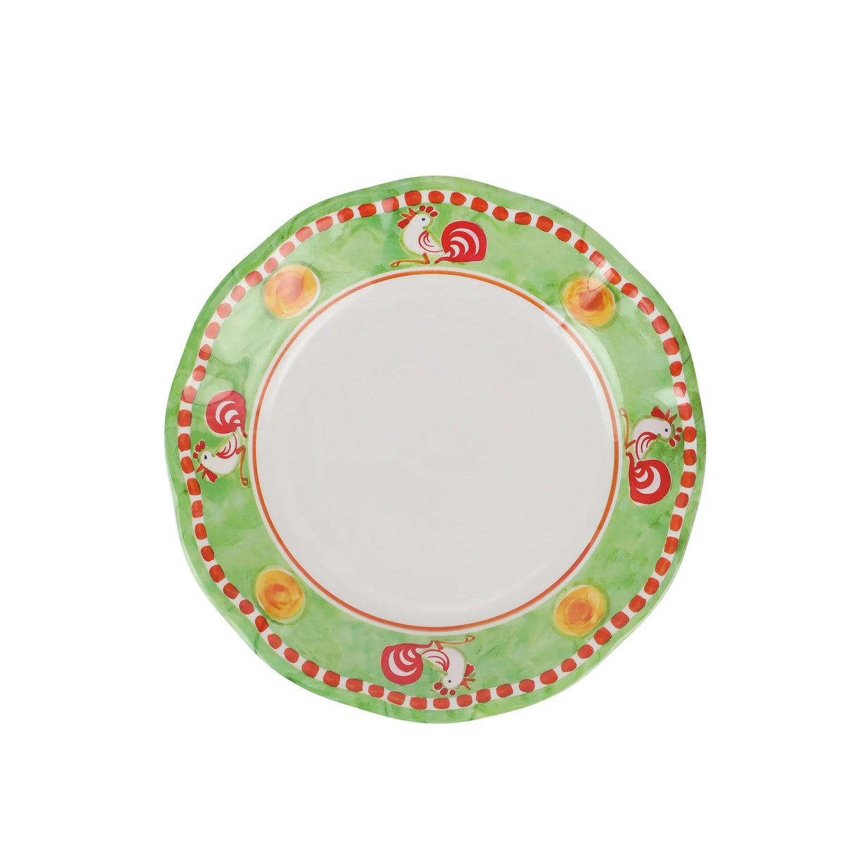 The VIETRI Melamine Campagna Salad Plate features handpainted birds, adding charm to your outdoor dining experience.