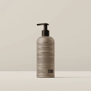 Four panels display squalane liquid, coconut halves, moringa powder, and fresh leaves—showcasing the nourishing ingredients in HYGIENELAB - CONDITIONER, UNSCENTED by HYGIENELAB. The text highlights natural benefits for hair and skin. In the bottom right panel: “Clean Non-Toxic Formula. Hydration & Vitality.”.