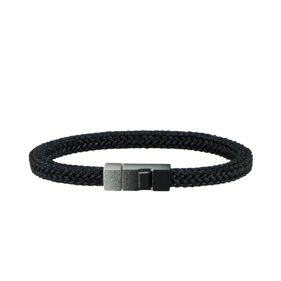 Nine square braided cotton bracelets from ATHISON, each in a different color and finished with metal connectors, display outstanding craftsmanship and are made in Italy.