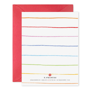 The E. FRANCES PAPER - BIRTHDAY DOTS GREETING CARD features colorful dots on a white background with "Happy Birthday!" in playful gold foil accents. A red envelope peeks out, enhancing its cheerful charm.