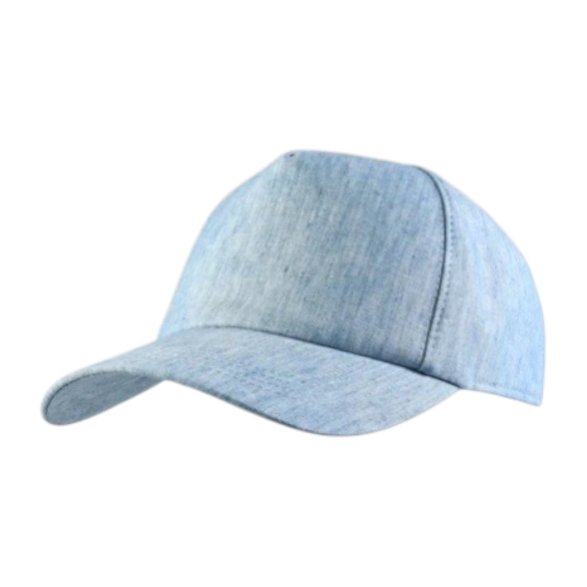 The WIGENS Contemporary Linen Baseball Cap in light blue features a curved brim and is shown from a front-side angle on a white background—ideal for stylish summer sun protection.