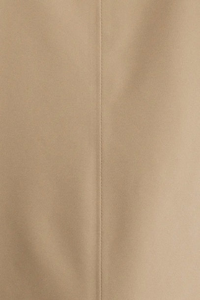 The SAVE THE DUCK BENJAMIN Hooded Raincoat in Stardust Beige for men features black front buttons, slanted side pockets, and adjustable sleeves, displayed flat on a white background.