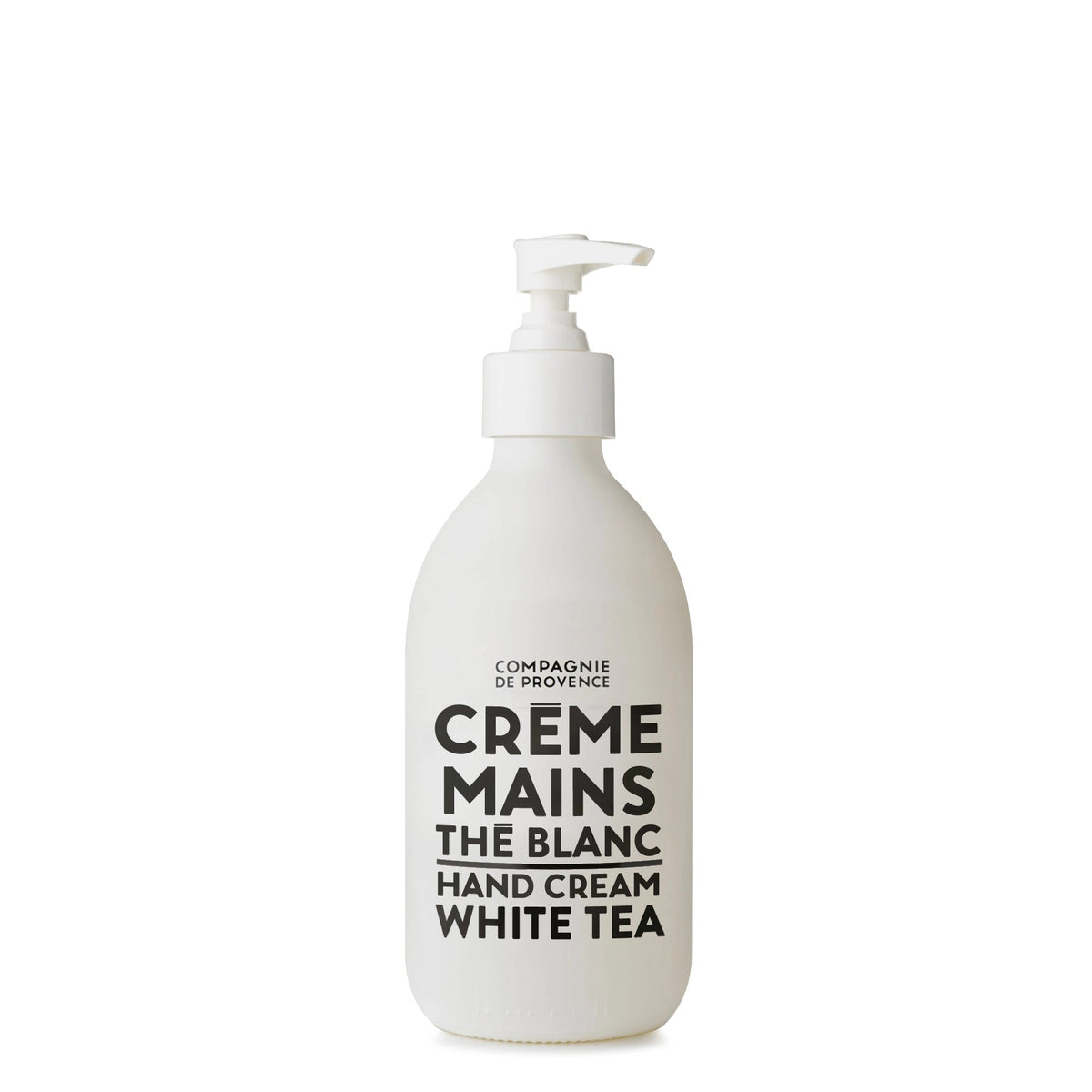 CIE Luxe Brands' COMPAGNIE DE PROVENCE - WHITE TEA HAND CREAM comes in a sleek white lacquered glass pump bottle. Infused with white tea fragrance and enriched with shea butter, it promises to nourish your hands exquisitely.