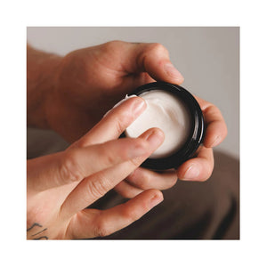 A round, black lid labeled "JACK HENRY - HAIR CREAM" highlights its light hold, moisturizing, defining, and anti-frizz benefits. The JACK HENRY brand name and size (1.6oz/50ml) are displayed—ideal for light hold and nourished hair.