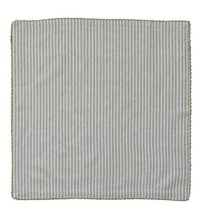 The CREATIVE COOP STRIPED COTTON NAPKIN WITH SCALLOP TRIM comes in aqua or mustard. Each 18" reusable napkin adds a stylish touch to your table linens collection.