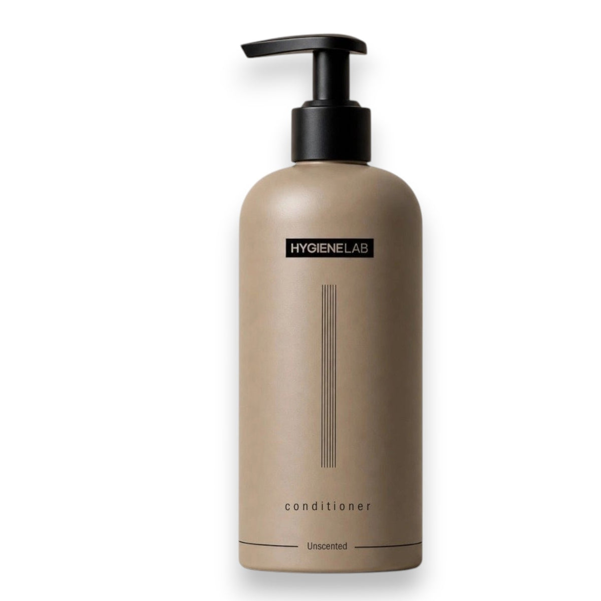 Four panels display squalane liquid, coconut halves, moringa powder, and fresh leaves—showcasing the nourishing ingredients in HYGIENELAB - CONDITIONER, UNSCENTED by HYGIENELAB. The text highlights natural benefits for hair and skin. In the bottom right panel: “Clean Non-Toxic Formula. Hydration & Vitality.”.