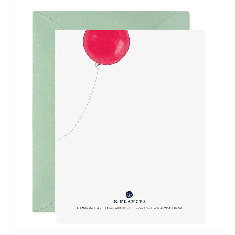 The E. FRANCES PAPER - REALLY HAPPY BIRTHDAY Greeting Card features four bold "HAPPY"s and a gold "BIRTHDAY!" between the words, handcrafted with watercolor, and comes with a light green envelope. Made in the USA.