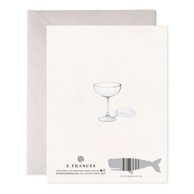 E. FRANCES PAPER - CHAMPAGNE TOWER CARD features a card with a champagne tower illustration and the message "To the happy couple!" on luxurious paper, including an envelope.