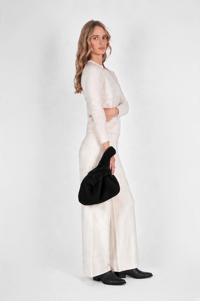 GAYNOR BONGARD PAPUA FAUX FUR BAG in black, a faux-fur tote with integrated handles.