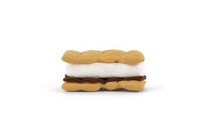 Sure! Here’s a rewritten sentence using your product data: Shaped like a s’more with light brown “graham crackers,” a white “marshmallow,” and a dark brown “chocolate” layer, this durable fabric dog toy—the CAMP CORBIN - GIMME S’MORE from PLAY PET LIFESTYLES—makes the perfect playtime or snuggle companion for pups.