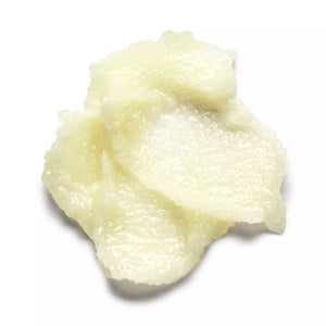 A green jar with a silver lid labeled "MOLTON BROWN - EUCALYPTUS BODY POLISH." The exfoliator's product name appears in red and white text on the jar.