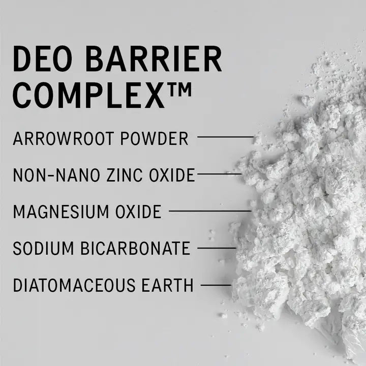 The AKT LONDON AKT DEODORANT BALM HALCYON SUMMERS, in a green tube with a silver cap, offers all-day protection using natural plant and mineral powders and features a mint, pomelo, and tomato vine scent.