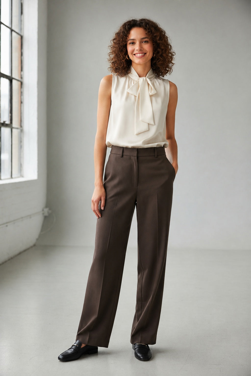 A pristine white, blank background with no visible elements or distinguishing features, much like the elegance of the versatile SFIZIO - Sleeveless Top with Tie Sash made in Italy by SFIZIO.