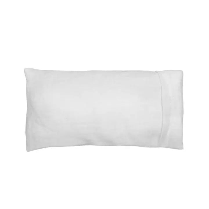 A WASHED IVORY LINEN EYE PILLOW from E WIGHTMAN &amp; CO, resting flat against a white background. The pillow's smooth, clean appearance with slightly indented edges evokes the ultimate relaxation experience typical of a soothing lavender eye pillow.
