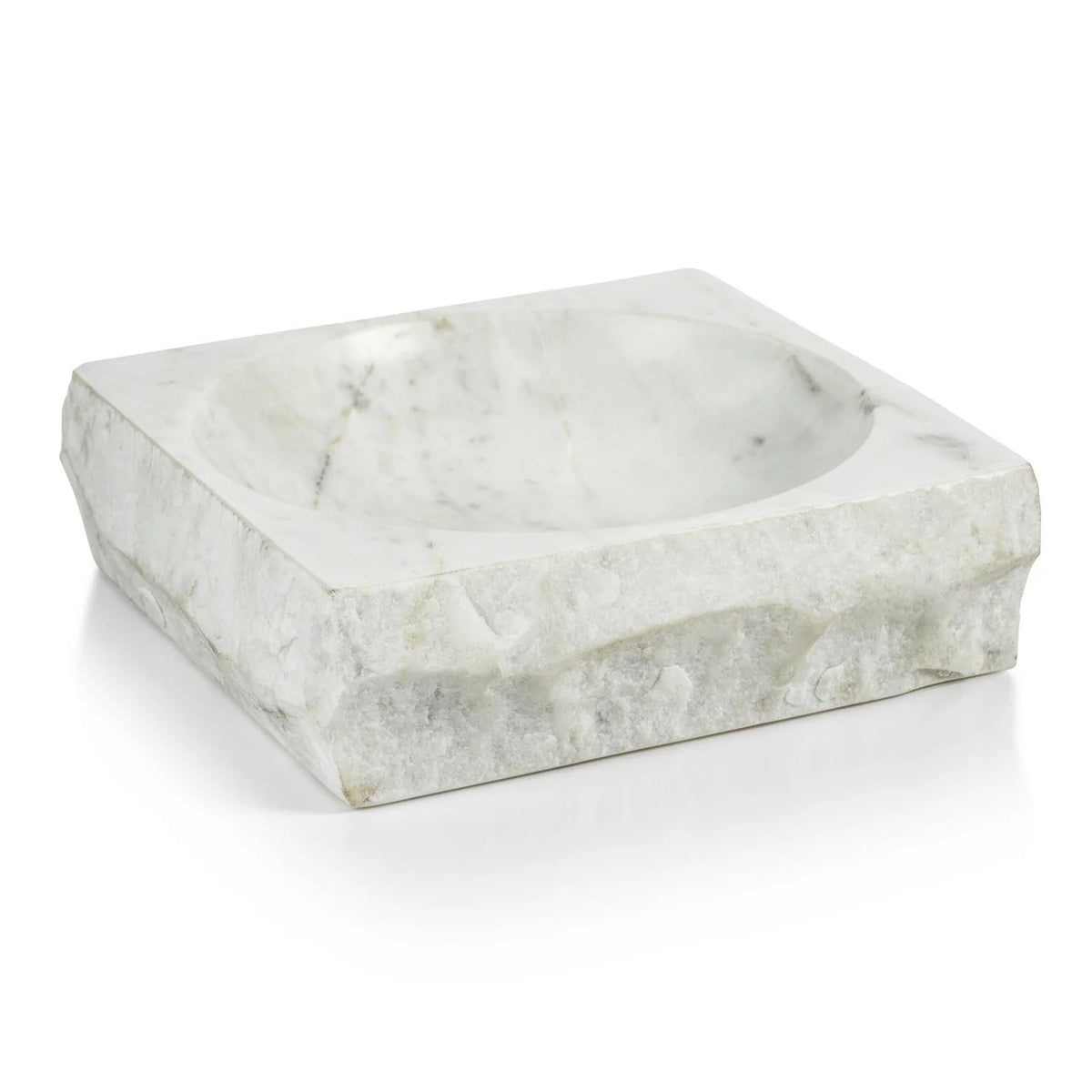 The ZODAX ROCK FINISH MARBLE SQUARE BOWL rests on a closed beige hardcover book, &quot;AD at 100,&quot; atop a light wood surface.