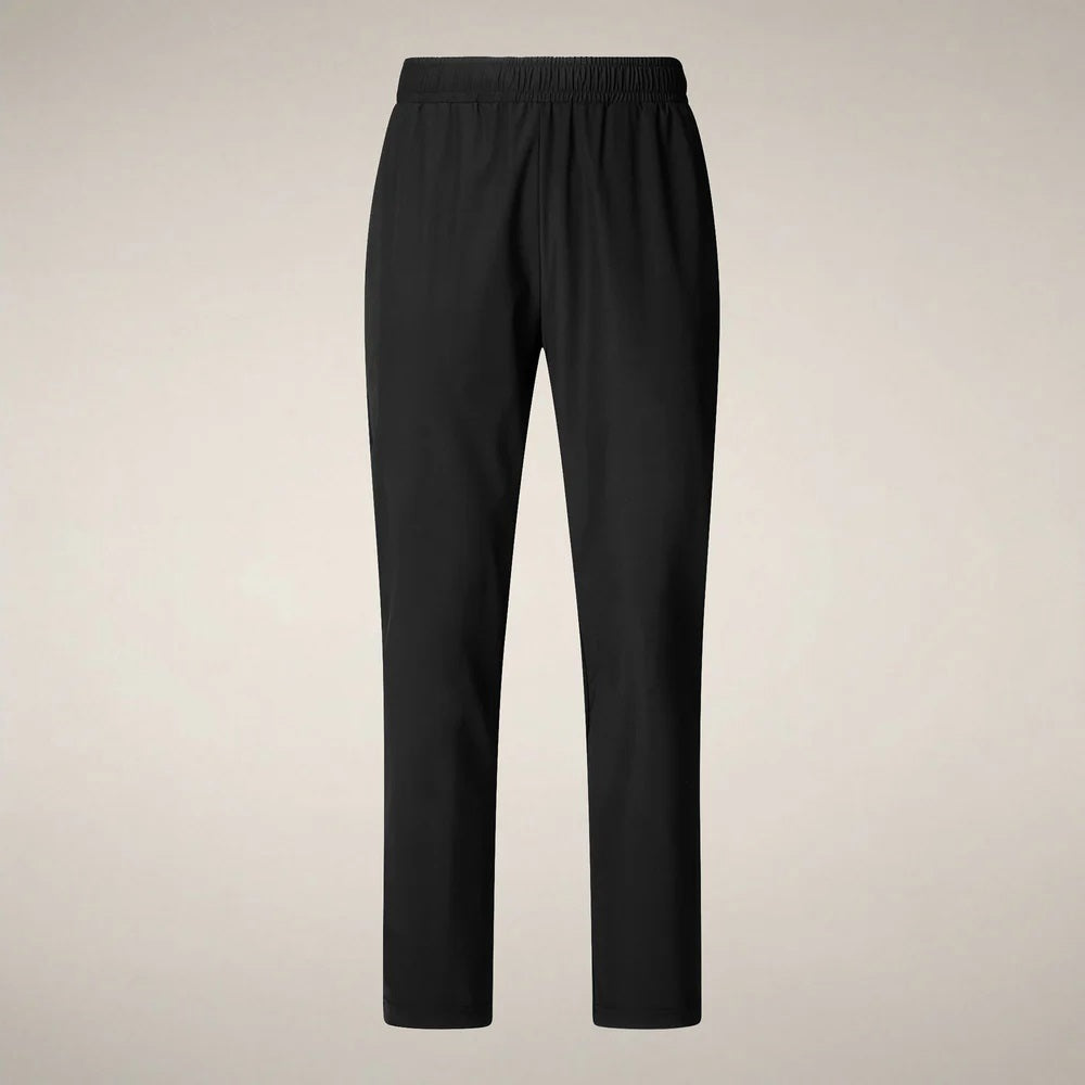 SAVE THE DUCK - MICHAEL PANTS: Beige, lightweight quick-dry trousers with an elastic waistband and straight-leg fit by SAVE THE DUCK, displayed from the front against a neutral background.