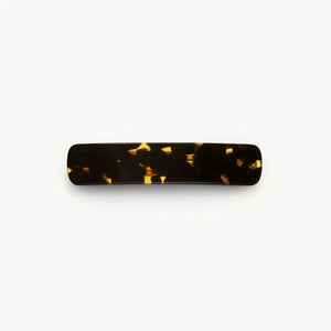 The MACHETE No. 3 Heirloom Barrette in Tortoise is a handcrafted French hair accessory made from cellulose acetate, featuring a silver clasp, shown open against a plain white background.