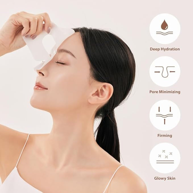 A person holds a SUNGBOON EDITOR - DEEP COLLAGEN LIFTING MASK in their hands against a neutral background. Text next to the mask reads: &quot;+100% agreed that their skin elasticity improved. +100% agreed that their skin felt moisturized. +98% agreed that their wrinkles became less noticeable.