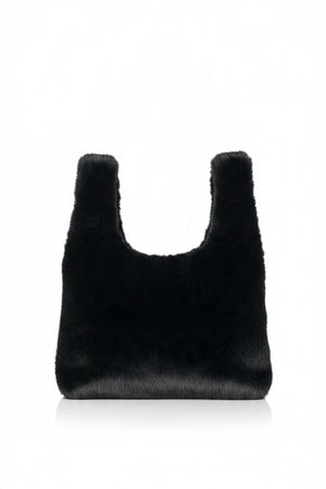 GAYNOR BONGARD PAPUA FAUX FUR BAG in black, a faux-fur tote with integrated handles.