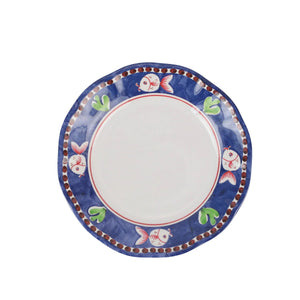 The VIETRI Melamine Campagna Salad Plate features handpainted birds, adding charm to your outdoor dining experience.