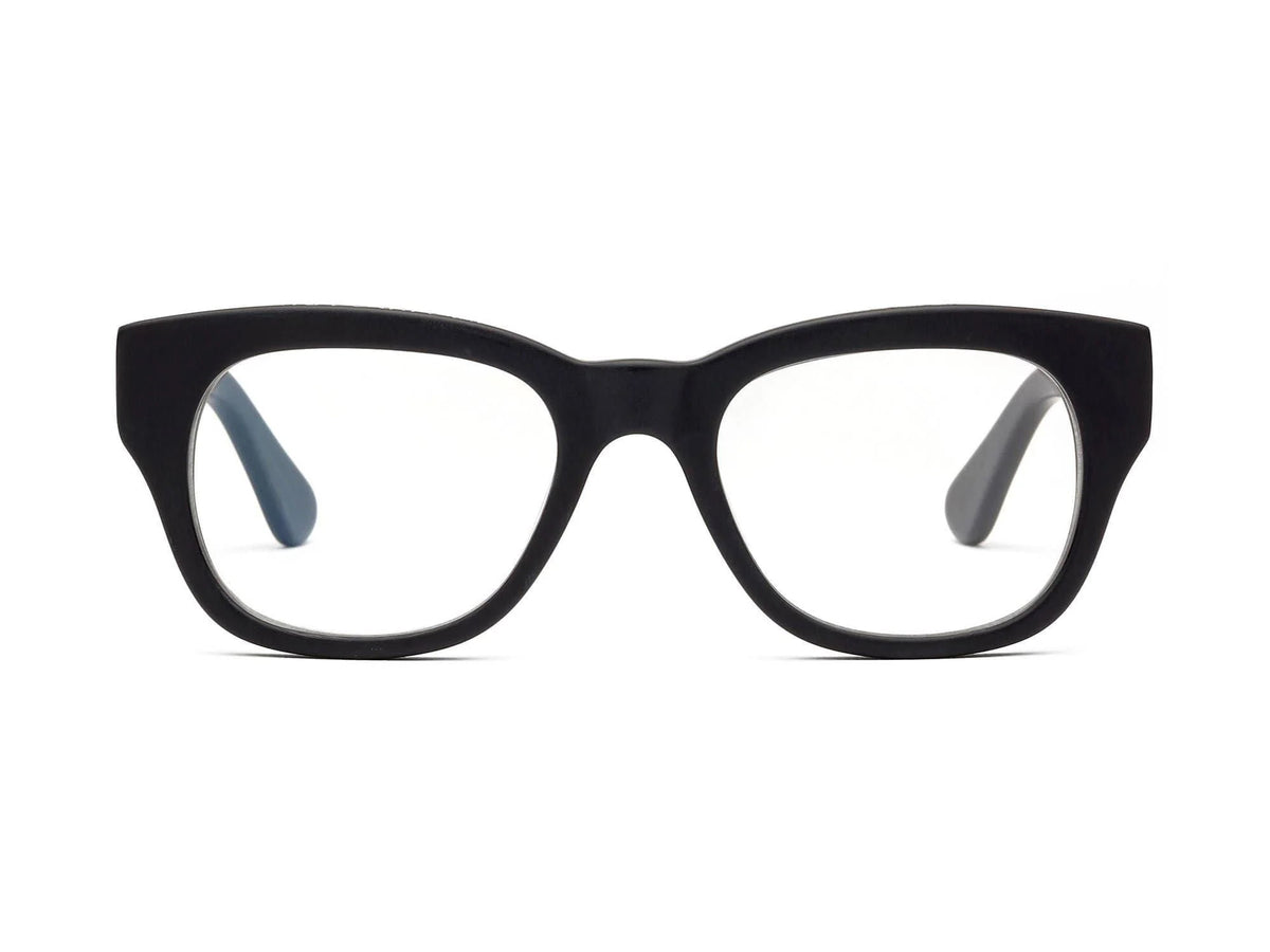 Front view of CADDIS - MIKLOS PROGRESSIVE READERS by CADDIS, featuring a premium acetate frame and clear, scratch-resistant lenses, shown against a white background.