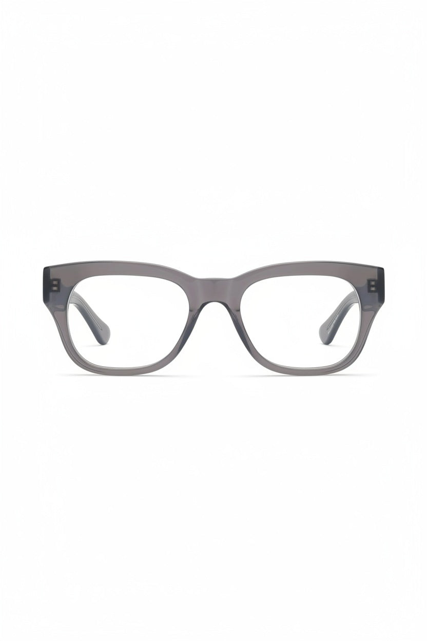 CADDIS MIKLOS Progressive Readers in Donkey by CADDIS feature gray rectangular frames with scratch-resistant lenses, displayed from the front against a white background.