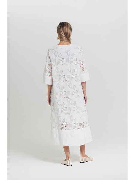 white cotton embroidered dress White Cotton Embroidered Dress | WHISTLES