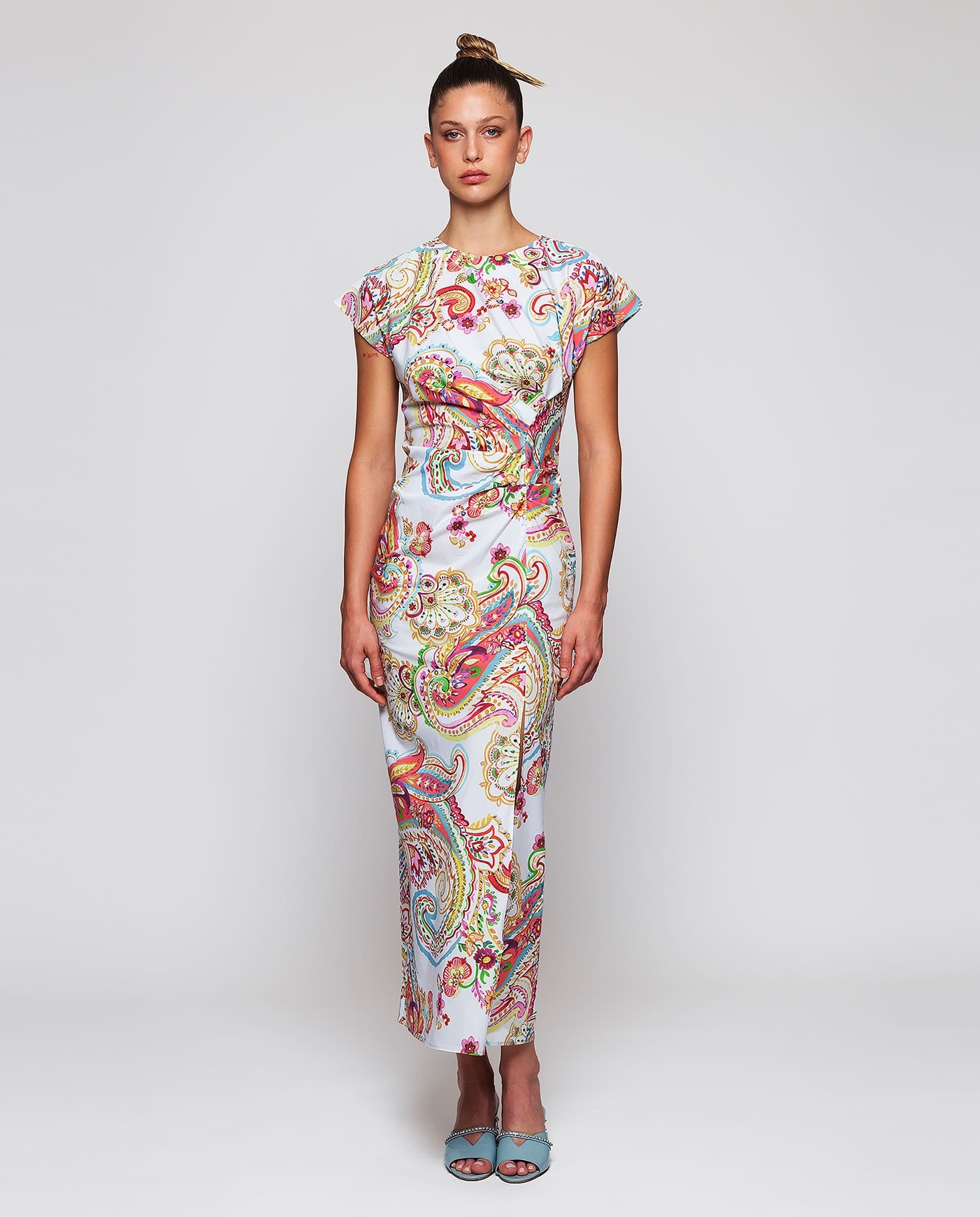 paisley print midi dress Sleeveless Paisley-Print Midi Dress with Tie-Shoulders & Smocked Waist Olive Paisley / Classic (No Bra) / 2X (18W-20W)