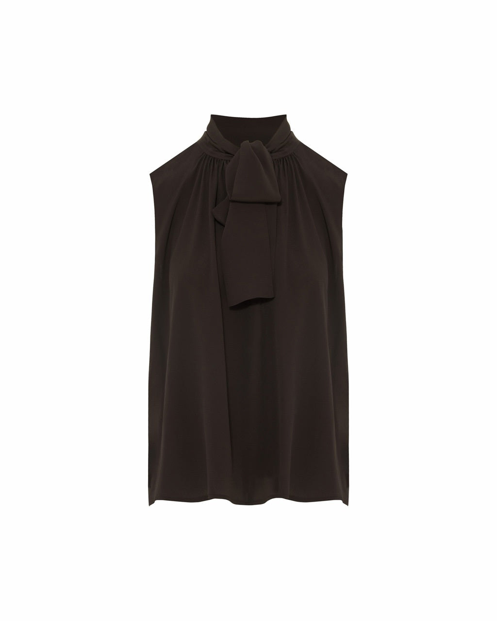 A pristine white, blank background with no visible elements or distinguishing features, much like the elegance of the versatile SFIZIO - Sleeveless Top with Tie Sash made in Italy by SFIZIO.