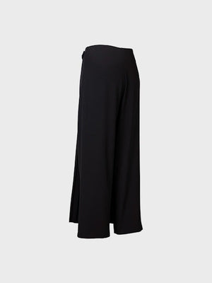 The SANDRO FERRONE TROUSER WITH PLEATED FRONT PANEL features a pleated front, waistband, and belt loops, shown against a light gray background. Made in Italy.