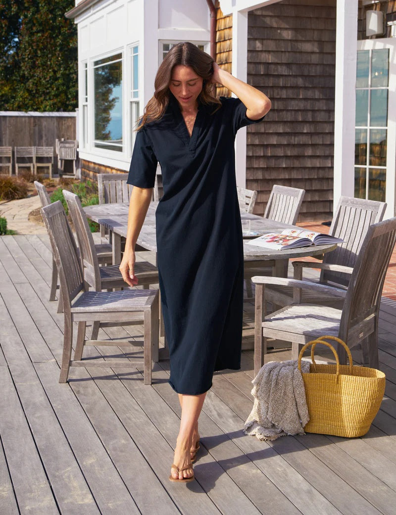 FRANK AND EILEEN - EMMA POPOVER HENLEY MAXI DRESS IN BRITISH ROYAL NAV