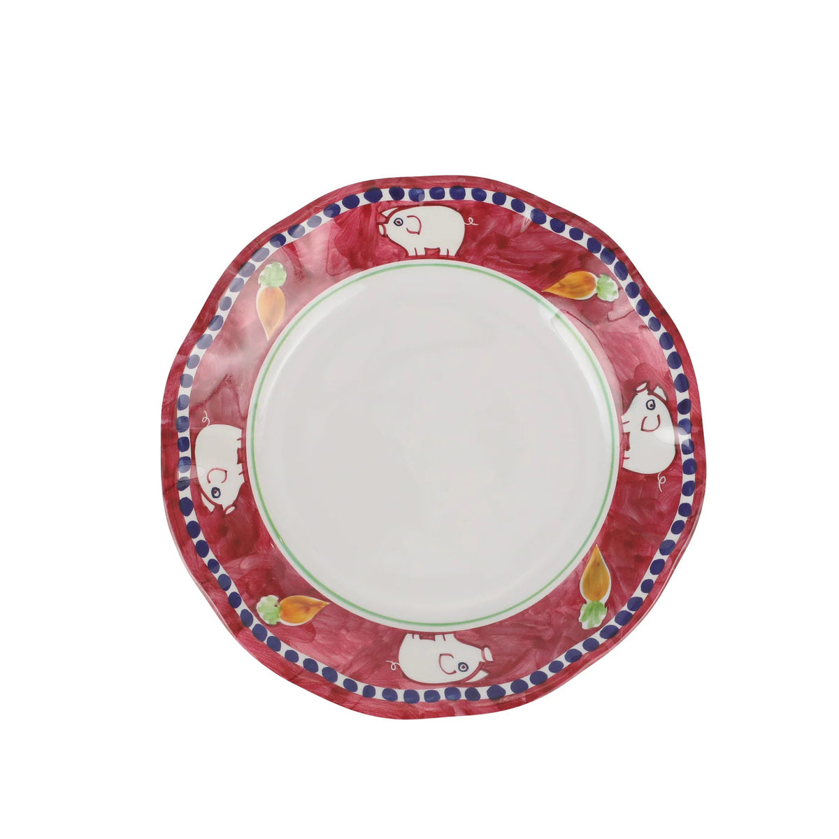 The VIETRI Melamine Campagna Salad Plate features handpainted birds, adding charm to your outdoor dining experience.