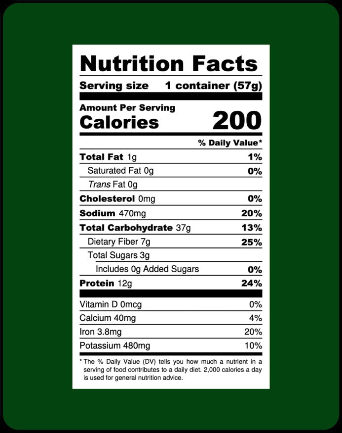 A container of LENTIFUL - MEXICAN GREEN CHILE INSTANT LENTILS is surrounded by fresh ingredients including green bell peppers, jalapeños, limes, cilantro, garlic cloves, onion slices, and green peas—all arranged on a vibrant green background.