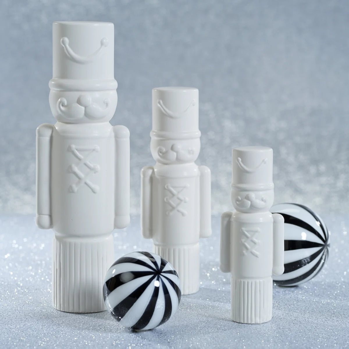 Small white ceramic DECORATIVE CERAMIC SOLDIER nutcracker figurine.