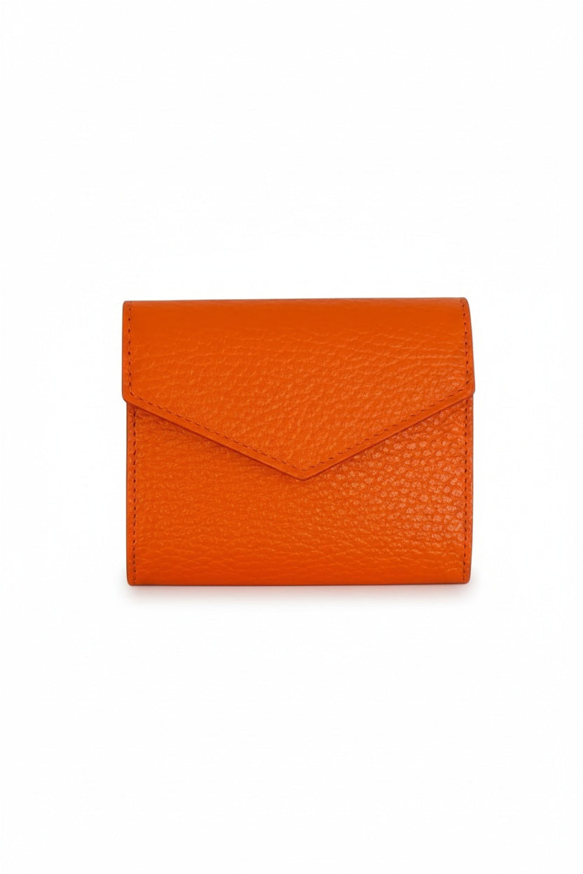 LE BORSETTE LEATHER FOLDOVER WALLET in brown pebbled leather with an envelope-style flap.