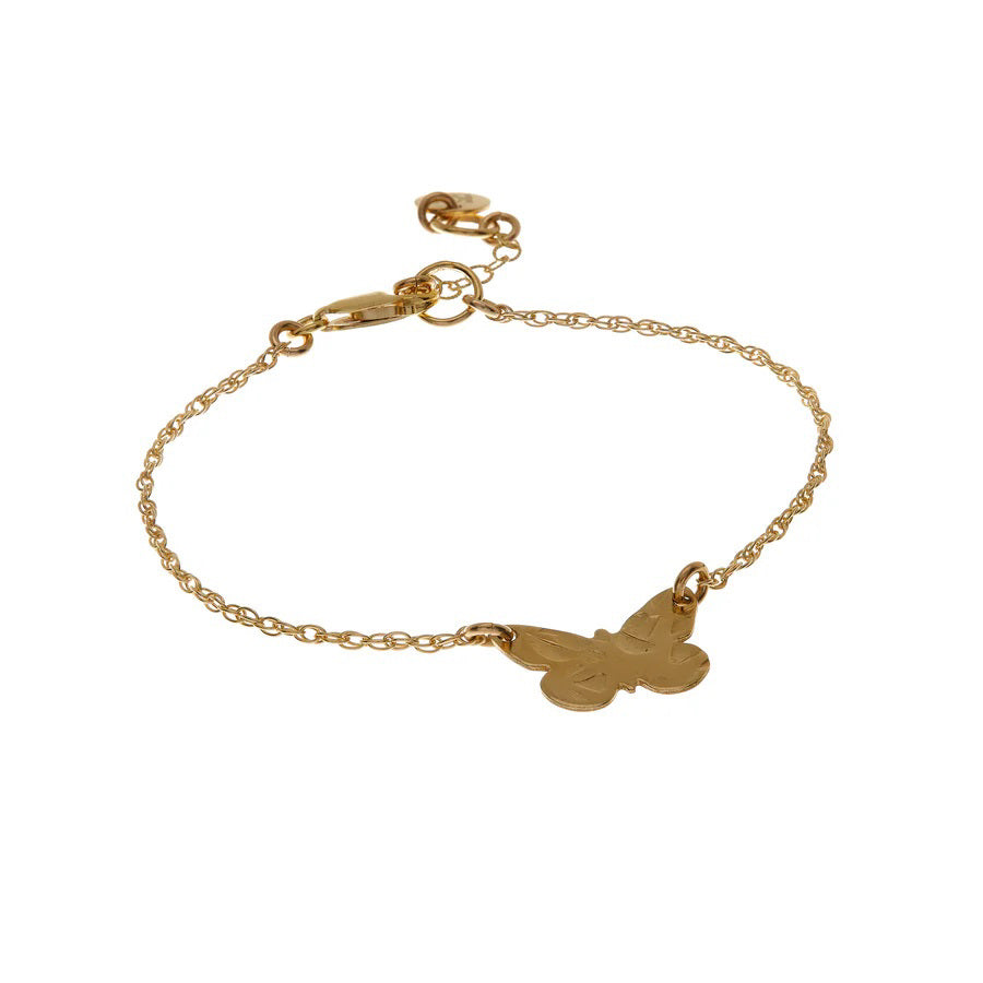 The KENDA KIST - BUTTERFLY BRACELET by KENDA KIST features a stunning 14k gold-filled design, beautifully displayed on a crisp white background.
