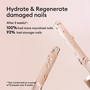 A square glass bottle labeled “MANUCURIST - COMPLETE SERUM” by MANUCURIST INC is displayed, featuring a dropper cap. The dropper, filled with a clear liquid dotted with tiny bubbles, rests beside the bottle—ideal for nourishing damaged nails and delivering essential hydration to cuticles. The scene is set against a soft beige background.