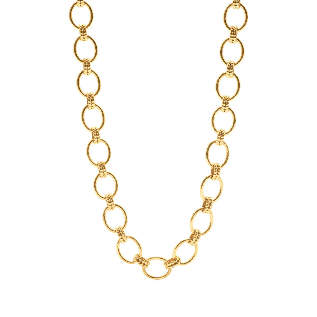 The CAPUCINE DE WULF Cleopatra Grande Link Necklace features bold, round interlocking links in polished 18K gold, shown against a white background.