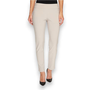 The MICROFIBER PULL ON PANT by KRAZY LARRY, INC is showcased against a white background, highlighting its dark navy blue color. These pants feature a straight-leg design and an elastic waistband, made from microfiber fabric. The high-rise style makes them suitable for both casual and semi-formal occasions.