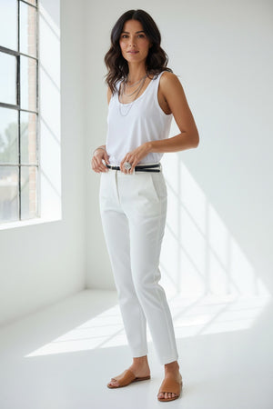 A plain, solid coral-colored square that evokes the perfection of a HINSON WU - DAPHNE SCOOP NECK TANK, featuring a tailored design without patterns or extra elements.