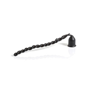 The ZODAX TWISTED WROUGHT IRON CANDLE SNUFFER features a black, spiral handle and a small, cup-shaped snuffer at one end, shown isolated on a white background.