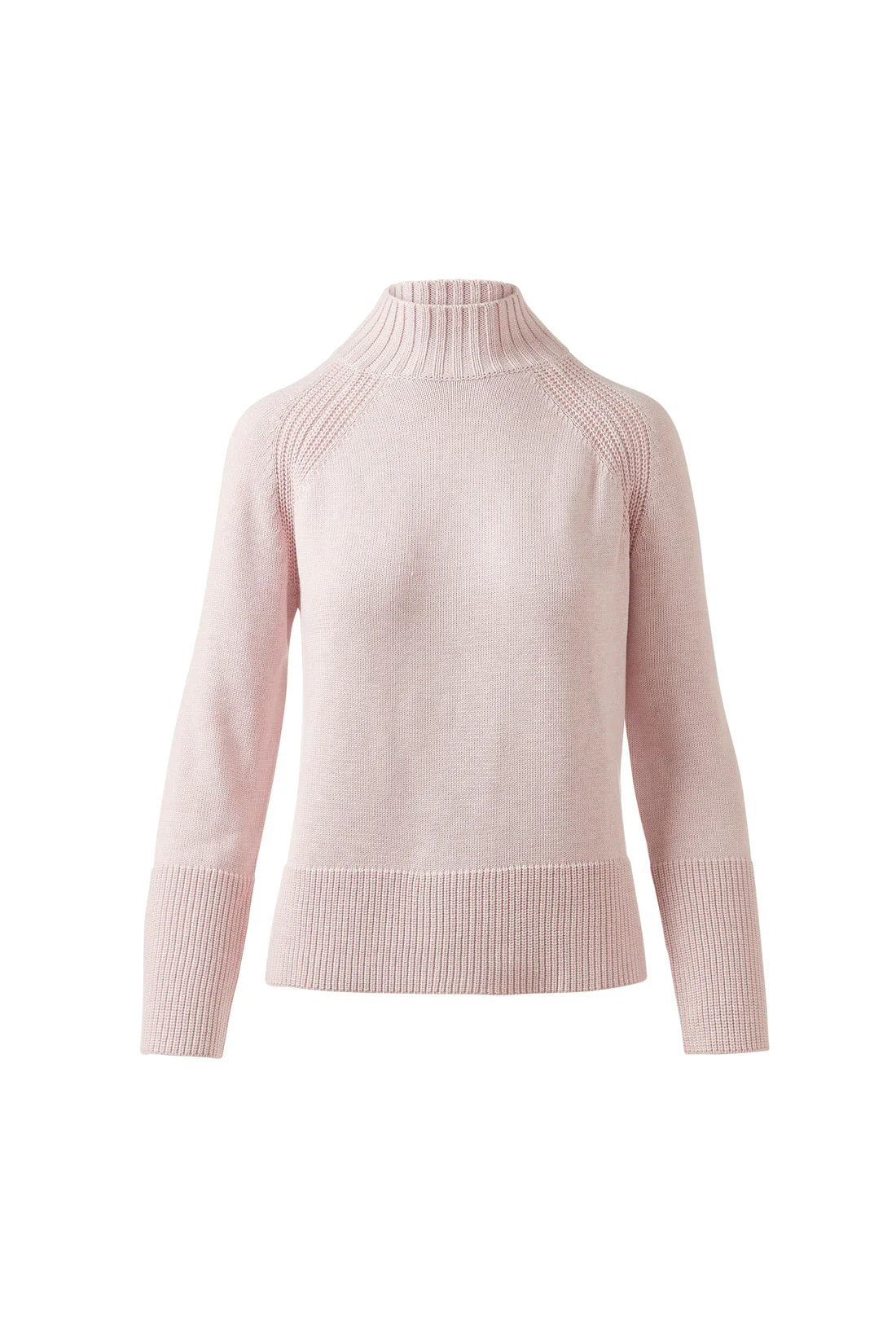 Close-up of the KINROSS EASY RIB FUNNEL SWEATER IN COTTON by KINROSS, featuring dark olive green 100% cotton knit with a vertical rib pattern—ideal for women’s fashion.