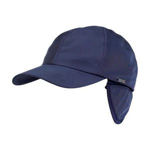 The WIGENS - CLASSIC NYLON BASEBALL CAP WITH FURRUY LINING is a black, water-repellent cap featuring visible stitching on the crown and bill, displayed against a white background.